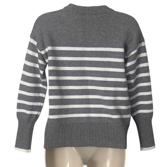 Philosophy Women's Striped Crewneck Grey and White Sweater Size XS - Picture 2 of 7